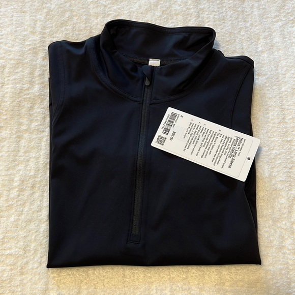 lululemon tennis half-zip *nulux — black — size: 8 - Picture 2 of 6